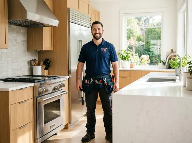 Appliance Repair Hero technician in a Andover, MA kitchen after an appliance repair